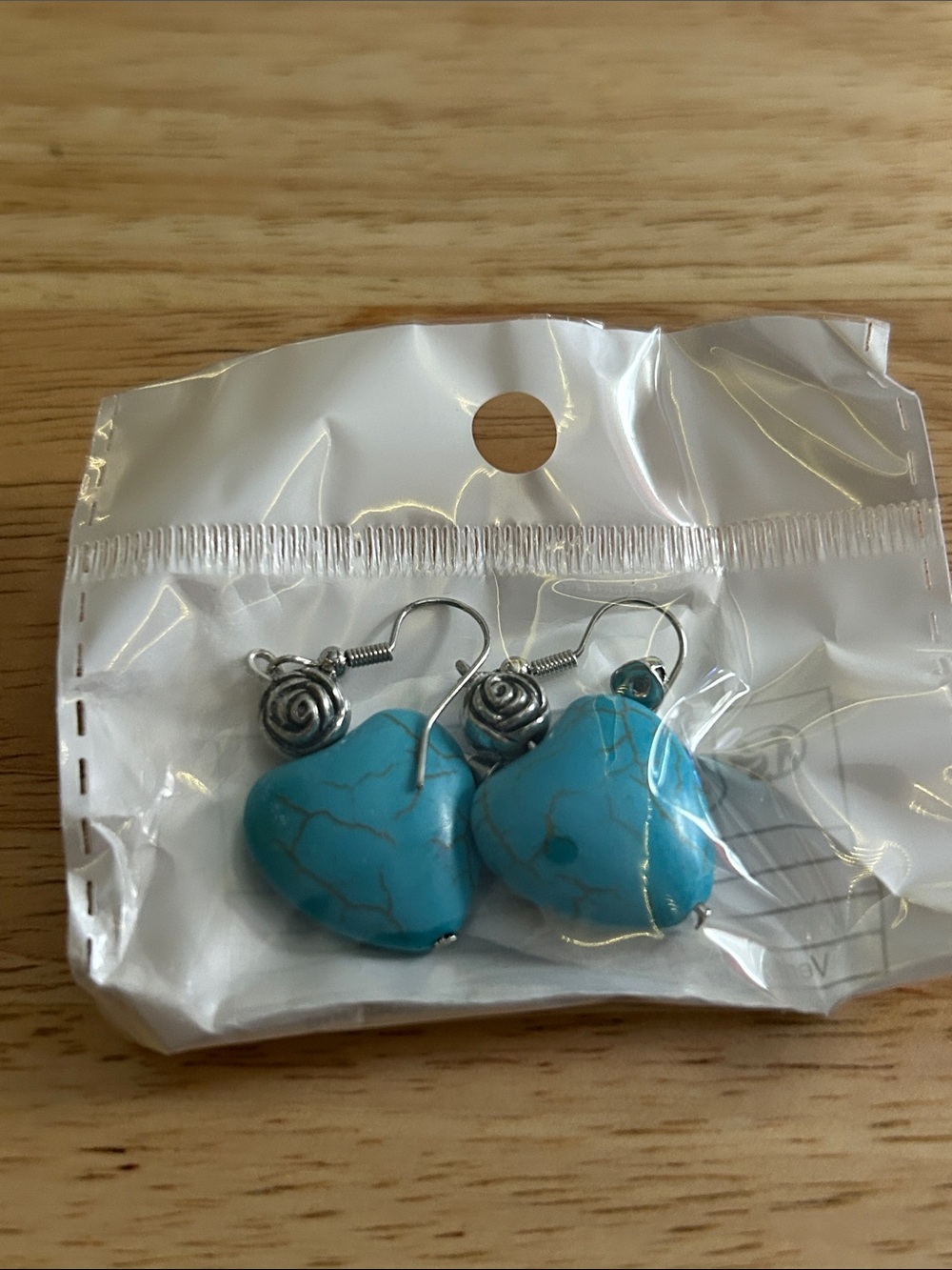 Turquoise Heart Drop Earrings - Silver Accent